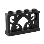 Fence Ornamented 1 x 4 x 2 with 4 Studs #19121 Black 1000 pieces