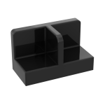 Panel 1 x 2 x 1 with Rounded Corners and Central Divider #93095 Black 100 pieces