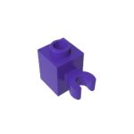 Brick, Modified 1 x 1 with U Clip (Vertical Grip) - Solid Stud Dark Purple Gobricks