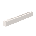 Brick 1 x 10 #6111 White 10 pieces