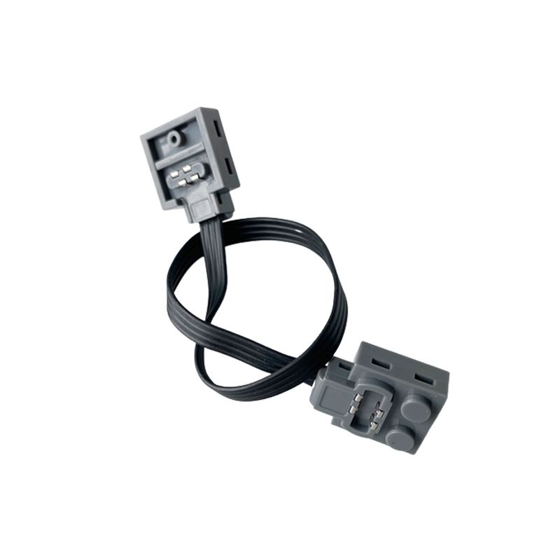 LEGO Compatible Parts Wire with Brick 2 x 2 x 2 3 with 1 x 2 Studs and Power Functions and 9V Connectors 20cm One Light Bluish Gray End 60656