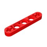 Technic Beam 1 x 5 Thin with Axle Holes on Ends #11478 Red