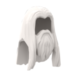 Minifig Hair with Beard, Long Straight with Centre Part #13768