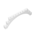Brick Arch 1 x 12 x 3 Raised Arch with 5 Cross Supports #18838  White Gobricks