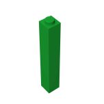 Brick 1 x 1 x 5 #2453 Green Gobricks 1 KG
