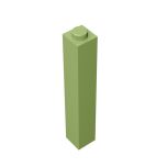 Brick 1 x 1 x 5 #2453 Olive Green Gobricks 1 KG