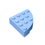Brick, Round Corner 4 x 4 Full Brick #2577 Bright Light Blue Gobricks