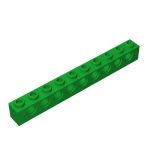 Technic Brick 1 x 10 [9 Holes] #2730 Green