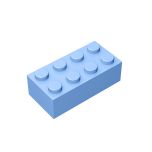 Brick 2 x 4 #3001 Bright Light Blue Gobricks