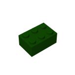 Brick 2 x 3 #3002 Dark Green Gobricks 1 KG