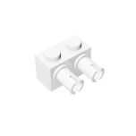 Brick Special 1 x 2 with 2 Pins, Round Pin Holes #30526 White Gobricks