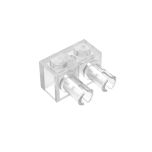 Brick Special 1 x 2 with 2 Pins, Round Pin Holes #30526 Trans-Clear Gobricks