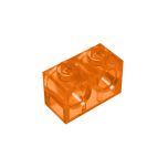 Technic, Brick 1 x 2 with Holes #32000  Trans-Orange Gobricks