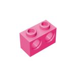 Technic, Brick 1 x 2 with Holes #32000  Dark Pink Gobricks