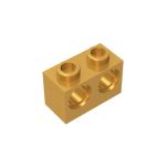 Technic, Brick 1 x 2 with Holes #32000  Pearl Gold Gobricks