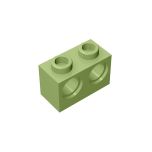 Technic, Brick 1 x 2 with Holes #32000  Olive Green Gobricks