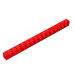 Technic Brick 1 x 16 [15 Holes] #3703 Red