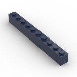 Brick 1 x 10 #6111 Dark Blue Gobricks 1 KG