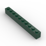 Brick 1 x 10 #6111 Dark Green Gobricks 1 KG