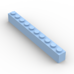 Brick 1 x 10 #6111 Bright Light Blue Gobricks 1 KG