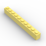 Brick 1 x 10 #6111 Bright Light Yellow Gobricks 1 KG