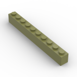Brick 1 x 10 #6111 Olive Green Gobricks 1 KG