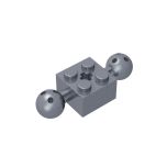 Technic Brick Modified 2 x 2 With 2 Ball Joints And Axle Hole #17114 Flat Silver Gobricks