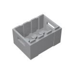 Container, Crate 3 x 4 x 1 2/3 with Handholds #30150 Light Bluish Gray Gobricks