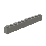 Brick 1 x 10 #6111 Dark Bluish Gray Gobricks 1 KG