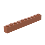 Brick 1 x 10 #6111 Dark Orange Gobricks 1 KG
