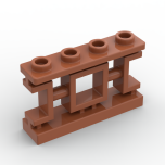 Fence 1 x 4 x 2 Ornamental Asian Lattice with 4 Studs #32932 Dark Orange