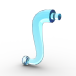 Animal Body Part / Plant, Tail  / Trunk / Tentacle / Tongue / Vine / Tree Branch (Short Tip) #43892 Trans-Light Blue