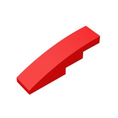 Slope Curved 4 x 1 No Studs - Stud Holder with Symmetric Ridges #11153 Red