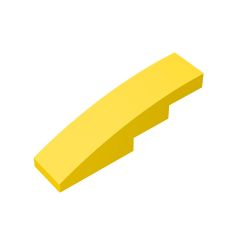 Slope Curved 4 x 1 No Studs - Stud Holder with Symmetric Ridges #11153 Yellow