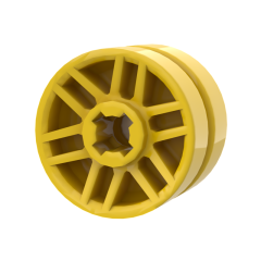 Wheel 14mm D. x 9.9mm with Centre Groove, Fake Bolts and 6 Spokes #11208 Yellow