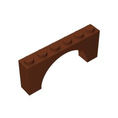Brick Arch 1 x 6 x 2 - Thin Top without Reinforced Underside - New Version #15254 Reddish Brown