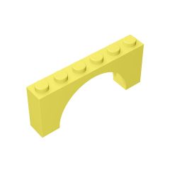 Brick Arch 1 x 6 x 2 - Thin Top without Reinforced Underside - New Version #15254 Bright Light Yellow
