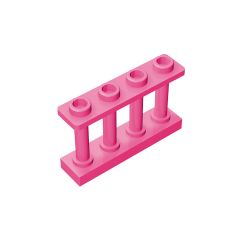 Fence Spindled 1 x 4 x 2 - 4 Top Studs #15332 Dark Pink