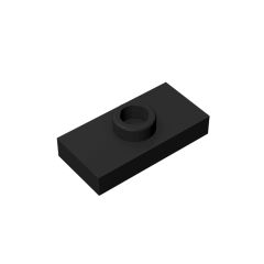 Plate Special 1 x 2 with 1 Stud with Groove and Inside Stud Holder (Jumper) #15573 Black
