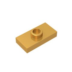 Plate Special 1 x 2 with 1 Stud with Groove and Inside Stud Holder (Jumper) #15573 Pearl Gold