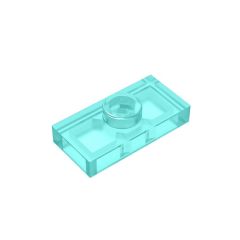 Plate Special 1 x 2 with 1 Stud with Groove and Inside Stud Holder (Jumper) #15573 Trans-Light Blue
