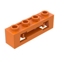 Launcher, Brick Special 1 x 4 with Inside Clips (Disk Shooter) with Recessed Center 2 Studs #16968 Orange