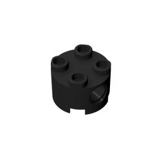 Brick, Round 2 x 2 With Pin Holes #17485 Black