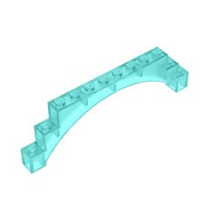 Brick Arch 1 x 12 x 3 Raised Arch with 5 Cross Supports #18838 Trans-Light Blue