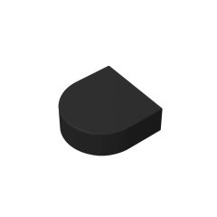 Tile, Round 1 x 1 Half Circle Extended (Stadium) #24246 Black