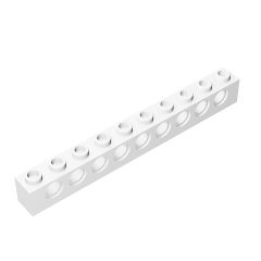 Technic Brick 1 x 10 [9 Holes] #2730 White