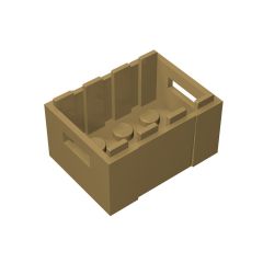 Container, Crate 3 x 4 x 1 2/3 with Handholds #30150 Dark Tan