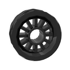 Wheel Spoked 2 x 2 With Pin Hole #30155 Black