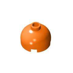 Brick, Round 2 x 2 Dome Top - Blocked Open Stud with Bottom Axle Holder x Shape + Orientation #553b Orange