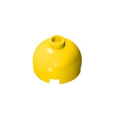 Brick, Round 2 x 2 Dome Top - Blocked Open Stud with Bottom Axle Holder x Shape + Orientation #553b Yellow